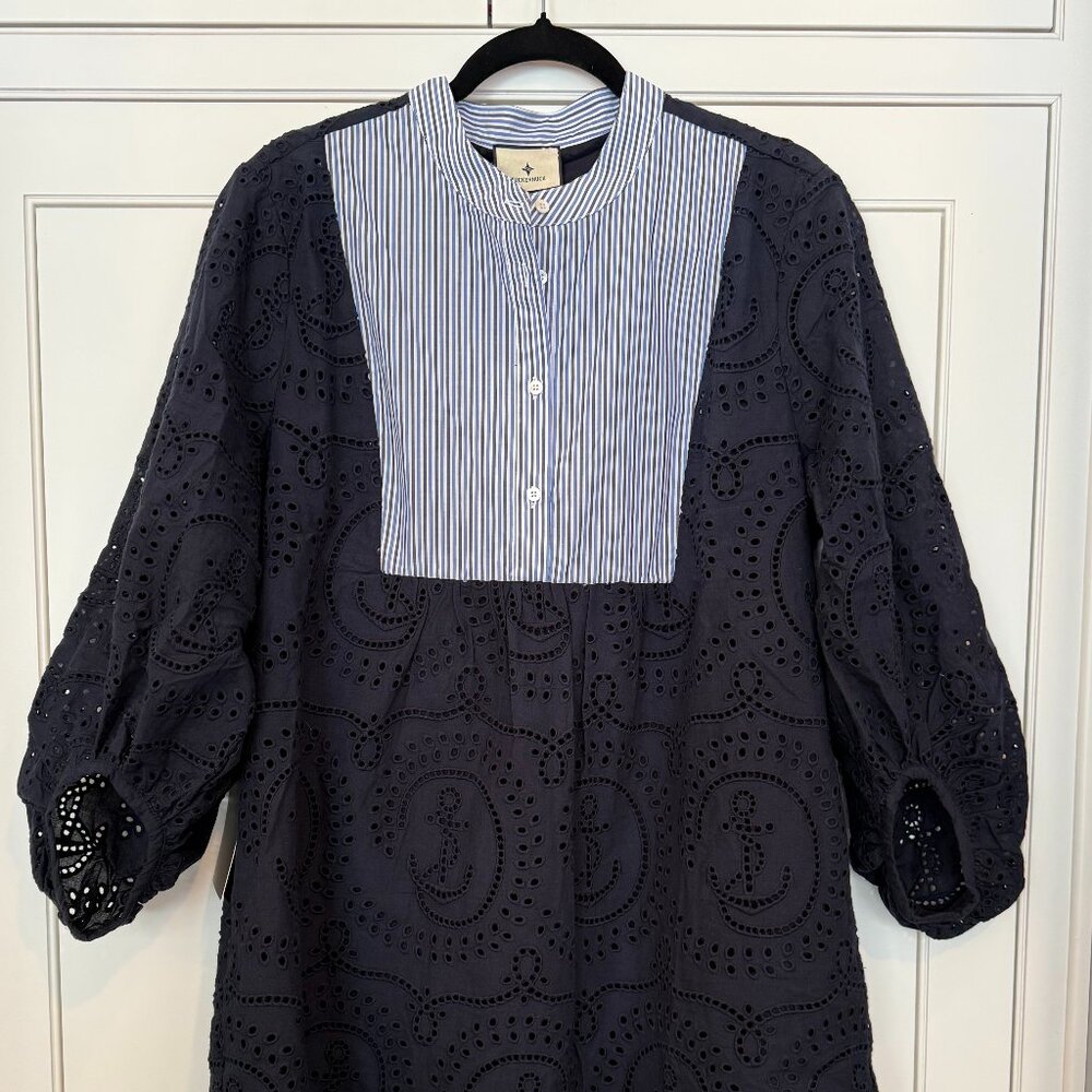 Tuckernuck Nautical Navy Eyelet Calliope Dress XL NWT $198